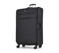 Rock Harper Large Soft Shell Suitcase in Black - Lightweight, Sleek & Minimalist Design - Telescopic Handle, 360 Swivel-Wheels & TSA Combination Lock - 78 x 47 x 34cm 84L Capacity