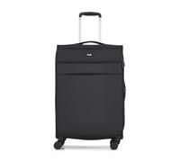 Rock Harper Medium Soft Shell Suitcase in Black - Lightweight, Sleek & Minimalist Design - Telescopic Handle, 360 Swivel-Wheels & TSA Combination Lock - 67 x 42 x 29.5 cm 50L Capacity