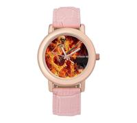 Rock Heavy Metal Electric Guitar Women's Wrist Watch Fashion Wristwatches with Pink Strap Gifts for Women Mother Wife Birthday