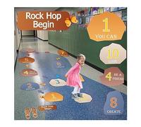 Rock Hop Begin Playscape - Counting Numbers 1-10 School & Classroom Sensory Path Kit Accessories - with 21 Custom Vinyl Floor Decals