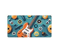 Rock Instrumental Patterns Desk Pad Waterproof Writing Mouse Pad Non-Slip Laptop Desk Protector Large Office Desk Mat Computer Keyboard Rubber Mat for Work Home Decor 12" X 24"