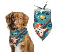 Rock Instrumental Patterns Dog Bandana Adjustable Pet Scarf Soft Washable Polyester Triangle Bib Lightweight Breathable Pet Bib for Dogs Cats Puppies Suitable for Holiday Birthday