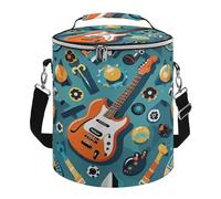 Rock Instrumental Patterns Insulated Cooler Bag, Collapsible & Leakproof Lunch Bag, Large Capacity Cooler for Picnic Travel Camping