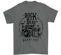 Rock is Dead Drum Kit Drummer Drumming Mens T-Shirt 100% Cotton Charcoal M