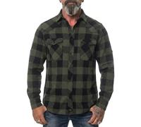 ROCK-IT Apparel Men Longsleeve Shirt Flannel Casual Regular Size Lumberjack Shirt Checkered Premium Quality S-5XL Button Down Shirt with Pocket Black/Olive 5XL