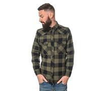 ROCK-IT Apparel Men Longsleeve Shirt Flannel Casual Regular Size Lumberjack Shirt Checkered Premium Quality S-5XL Button Down Shirt with Pocket Black/Olive 4XL