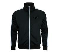 ROCK-IT Apparel Men’s Retro Track Jacket - Classic Sports Training Top with High Collar & Full Zip - Sizes S-3XL - Secure Zip Pockets & Fleece Lined Black 3XL