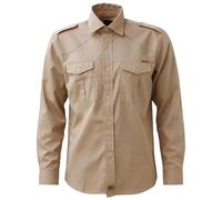 ROCK-IT Apparel Men Shirt Longsleeve Regular fit Casual Worker Shirt Military Style raw Vintage Button Down Shirt with Pocket S-5XL Made in Europe Beige 5XL