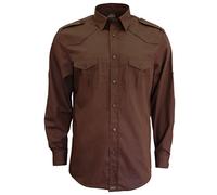 ROCK-IT Apparel Men Shirt Longsleeve Regular fit Casual Worker Shirt Military Style raw Vintage Button Down Shirt with Pocket S-5XL Made in Europe Brown 5XL