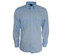ROCK-IT Apparel Men Shirt Longsleeve Regular fit Casual Worker Shirt Military Style raw Vintage Button Down Shirt with Pocket S-5XL Made in Europe Sky Blue - X-Large