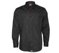 ROCK-IT Apparel Men Shirt Longsleeve Regular fit Casual Worker Shirt Military Style raw Vintage Button Down Shirt with Pocket S-5XL Made in Europe Black - XX-Large