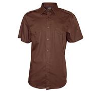 ROCK-IT Apparel Men Shirt Short Sleeve Regular fit Casual Worker Shirt Military Style raw Vintage Button Down Shirt with Pocket Made in Europe Size S-5XL Color Brown 4XL