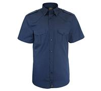 ROCK-IT Apparel Men Shirt Short Sleeve Regular fit Casual Worker Shirt Military Style raw Vintage Button Down Shirt with Pocket Made in Europe Size S-5XL Color Navy XL