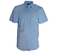 ROCK-IT Apparel Men Shirt Short Sleeve Regular fit Casual Worker Shirt Military Style raw Vintage Button Down Shirt with Pocket Made in Europe Size S-5XL Color Light Blue 3XL