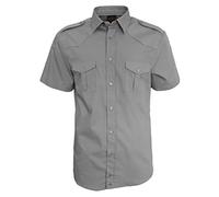ROCK-IT Apparel Men Shirt Short Sleeve Regular fit Casual Worker Shirt Military Style raw Vintage Button Down Shirt with Pocket Made in Europe Size S-5XL Color Charcoal XL