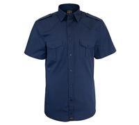 ROCK-IT Apparel Men's Lightweight Cotton Summer Shirt (100% Cotton) - Short Sleeve Cargo Military Style Shirt with Epaulets, Casual & Workwear, Made in Europe - Navy Blue - XL
