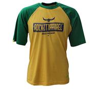 ROCK-IT Apparel Raglan Contrast T-Shirt Short Sleeve Premium Crew Neck Shirt for Men 100% Cotton Vintage Biker Shirt Sizes S-5XL Regular Cut Colour Yellow/Green, XL
