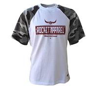 ROCK-IT Apparel Raglan Contrast T-Shirt Short Sleeve Premium Crew Neck Shirt for Men 100% Cotton Vintage Biker Shirt Sizes S-5XL Regular Cut Colour White/Camouflage Grey, 4XL