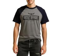 ROCK-IT Apparel Raglan Contrast T-Shirt Short Sleeve Premium Crew Neck Shirt for Men 100% Cotton Vintage Biker Shirt Sizes S-5XL Regular Cut Colour Dark Heather Grey/Black, XXL