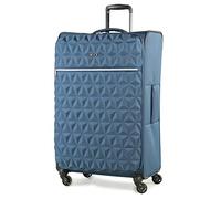 Rock Jewel Large Soft Shell Hold Suitcase in Blue - Your Travel Hidden Gem, 4 Wheels, Telescopic Handle, Corner Piping Protectors, Underside Protection Strip & Lockable Zips - 81 x 48 x 32.5 cm 3.6KG