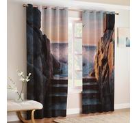 Rock Kids Nursery Blackout Curtains W 46" x L 72" Stairs leading to the sea Eyelet Drapes Thermal Insulated Noise Reducing Room Darkening 3D Print Bedroom and Playroom Set of 2