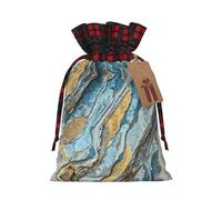 Rock Layers Printing Color Matching Plaid Christmas Bag With Drawstring,4.7x6.9 In For Christmas Halloween