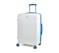 Rock Love Island Suitcase in White with Blue - Medium Hard Shell Case for Style Seekers & Travel Lovers - Lightweight & Durable, 360 Swivel Wheels & Telescopic Handle - 66x46x30cm 75L Capacity