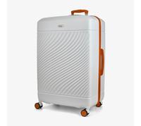 Rock Love Island Suitcase in White with Orange - Large Hard Shell Case for Style Seekers & Travel Lovers - Lightweight & Durable, 360 Swivel Wheels & Telescopic Handle - 78x53x34cm 119L Capacity