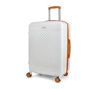 Rock Love Island Suitcase in White with Orange - Medium Hard Shell Case for Style Seekers & Travel Lovers - Lightweight & Durable, 360 Swivel Wheels & Telescopic Handle - 66x46x30cm 75L Capacity