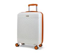 Rock Love Island Suitcase in White with Orange - Small Hard Shell Case for Style Seekers & Travel Lovers - Lightweight & Durable, 360 Swivel Wheels & Telescopic Handle - 55x39x20cm 35L Capacity