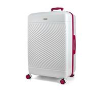 Rock Love Island Suitcase in White with Pink - Large Hard Shell Case for Style Seekers & Travel Lovers - Lightweight & Durable, 360 Swivel Wheels & Telescopic Handle - 78x53x34cm 119L Capacity