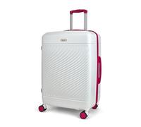 Rock Love Island Suitcase in White with Pink - Medium Hard Shell Case for Style Seekers & Travel Lovers - Lightweight & Durable, 360 Swivel Wheels & Telescopic Handle - 66x46x30cm 75L Capacity