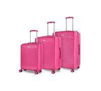 Rock Love Island Suitcase Set of 3 in Pink - Hard Shell Cases for Style Seekers & Travel Lovers - Lightweight & Durable, 360 Swivel Wheels & Telescopic Handle - Small, Medium & Large