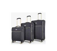 Rock Luggage Sloane Softshell 8 Wheel Expander With Tsa Lock 3 Pc Set Charcoal
