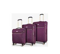 Rock Luggage Sloane Softshell 8 Wheel Expander With Tsa Lock 3 Pc Set Purple