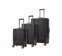 Rock Luggage Vintage 8-Wheel Suitcases 3 Piece Set - Black Black