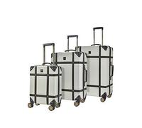 Rock Luggage Vintage 8-Wheel Suitcases 3 Piece Set - Cream Cream