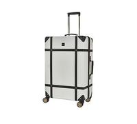 Rock Vintage Large Hard Shell Hold Suitcase in Cream - Nostalgic Design, Dual 360 Swivel-Wheels, Telescopic Handle, Impact-Resistant Material & TSA Combination Lock - 78 x 47 x 30cm 4.6KG