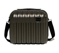 Rock Luna 11L Travel Vanity Case - Charcoal | Metallic Finish - Trolley Luggage Strap - ABS/PC Hard Shell - Kissing Zips - 1.1kg Weight - 27x31x17cm Size