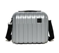 Rock Luna 11L Travel Vanity Case - Silver | Metallic Finish - Trolley Luggage Strap - ABS/PC Hard Shell - Kissing Zips - 1.1kg Weight - 27x31x17cm Size