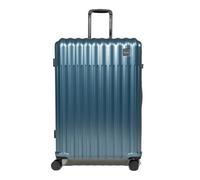 Rock Luna Large Hard Shell Suitcase in Blue - Lightweight Durable ABS Case with TSA Lock, 8 Spinner Wheels & Telescopic Handle - Metallic Checked Luggage- 76.5x52x30cm 104L Capacity