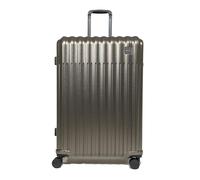 Rock Luna Large Hard Shell Suitcase in Charcoal - Lightweight Durable ABS Case with TSA Lock, 8 Spinner Wheels & Telescopic Handle - Metallic Checked Luggage- 76.5x52x30cm 104L Capacity