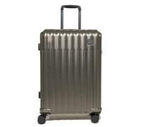 Rock Luna Medium Hard Shell Suitcase in Charcoal - Lightweight Durable ABS Case with TSA Lock, 8 Spinner Wheels & Telescopic Handle - Metallic Checked Luggage- 66.5x46.5x26cm 68L Capacity