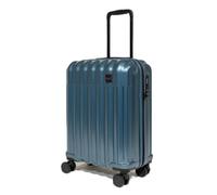 Rock Luna Small Hard Shell Suitcase in Blue - Lightweight Durable ABS Case with TSA Lock, 8 Spinner Wheels & Telescopic Handle - Silver Metallic Checked Luggage- 54.5x37.5x23cm 39L Capacity