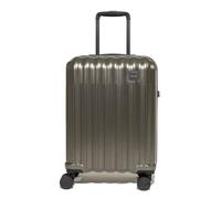 Rock Luna Small Hard Shell Suitcase in Charcoal - Lightweight Durable ABS Case with TSA Lock, 8 Spinner Wheels & Telescopic Handle - Metallic Checked Luggage- 54.5x37.5x23cm 39L Capacity