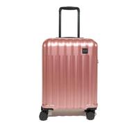 Rock Luna Small Hard Shell Suitcase in Pink - Lightweight Durable ABS Case with TSA Lock, 8 Spinner Wheels & Telescopic Handle - Metallic Checked Luggage- 54.5x37.5x23cm 39L Capacity