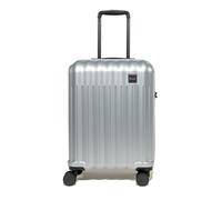 Rock Luna Small Hard Shell Suitcase in Silver - Lightweight Durable ABS Case with TSA Lock, 8 Spinner Wheels & Telescopic Handle - Silver Metallic Checked Luggage- 54.5x37.5x23cm 39L Capacity