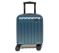 Rock Luna Underseat Hard Shell Suitcase in Blue - Lightweight Durable ABS Case with TSA Lock, 4 Spinner Wheels & Telescopic Handle - Metallic Hand Luggage- 44x32.5x20cm 21L Capacity