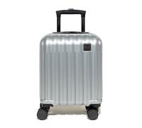 Rock Luna Underseat Hard Shell Suitcase in Silver - Lightweight Durable ABS Case with TSA Lock, 4 Spinner Wheels & Telescopic Handle - Silver Metallic Hand Luggage- 44x32.5x20cm 21L Capacity