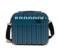 Rock Luna Vanity Hard Shell Suitcase in Blue - Hand Luggage Approved, Removable Shoulder & Suitcase Handle Strap, Lockable Zips - Metallic Hand Luggage- 27x31x17cm 11L Capacity